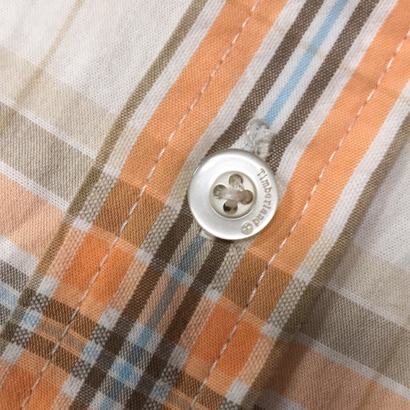 Timberland Men’s Relaxed/ Oversized Peach Plaid Shirt, Size L - Picture 8 of 10